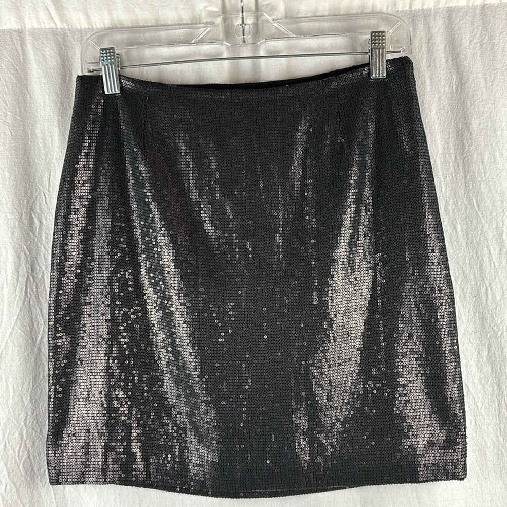 White House Black Market Sequin Mini Skirt in Black